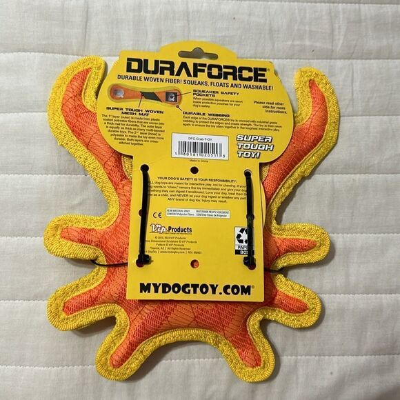 DuraForce Orange Yellow Crab Dog Toy - Picture 10 of 11